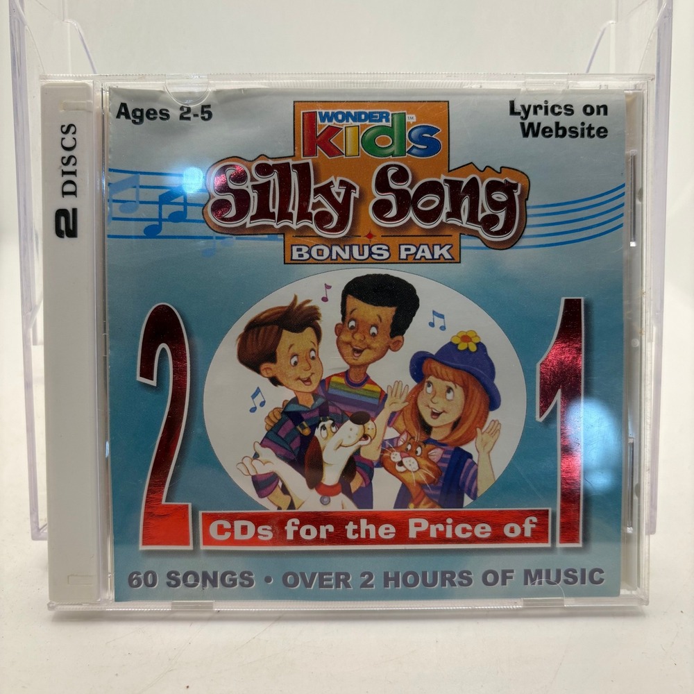 Wonder Kids Silly Song Bonus Pak 2 CD Set 60 Songs Childrens Music Ages 2-5